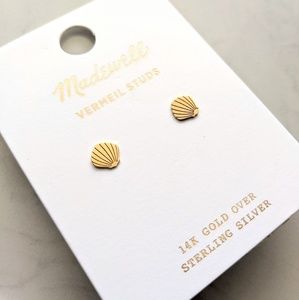 Seashell stud earings by Madewell 14k gold over SS